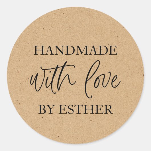 Kraft Made with Love Ronde Sticker (Voorkant)