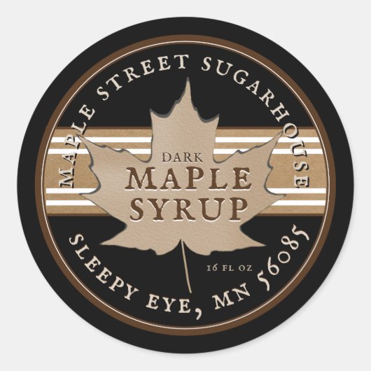 Kraft Maple Leaf op Black Maple Syrup Sticker (Voorkant)