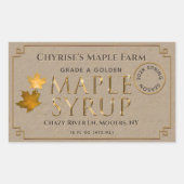 Kraft Maple Syrup Label met bladeren en datum (Voorkant)