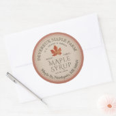 Kraft Maple Syrup Sinaasappel Blad Terra-cotta gre Ronde Sticker (Envelop)