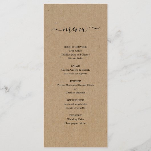 Kraft Menu for Wedding of other Special Occasion (Voorkant)