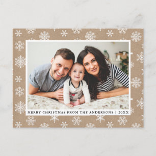 Kraft Merry-kerstfamilie Foto Snowflakes Briefkaart