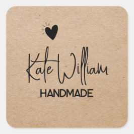 kraft Minimalist Custom heart handmade by Vierkante Sticker