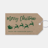 Kraft Modern Brush Script Santa Kerstmis Green Cadeaulabel (Voorkant (Horizontaal))