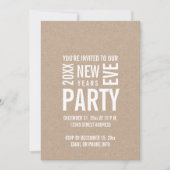 Kraft Modern New Years Eve Party Invite Kaart (Voorkant)