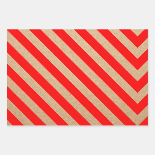 Kraft Modern Red Kerstmis Stippen en Stripes Inpakpapier Vel (Voorkant 3)