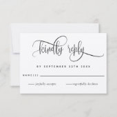 Kraft, modern rustiek, script bruiloft RSVP Kaart (Voorkant)