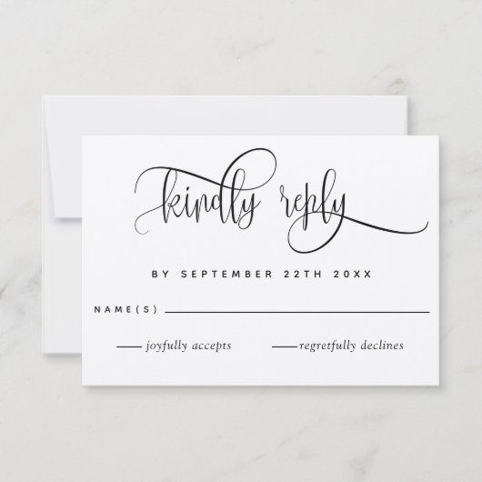 Kraft, modern rustiek, script bruiloft RSVP Kaart (Voorkant)