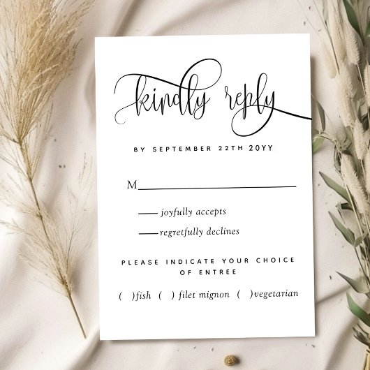 Kraft, modern rustiek, script, met maaltijden RSVP