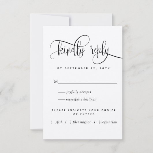 Kraft, modern rustiek, script, met maaltijden RSVP (Voorkant)