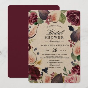 Kraft Moody & Rustic Burgundy Figs & Flowers Lijst Kaart