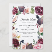 Kraft Moody & Rustic Burgundy Figs & Flowers Lijst Save The Date (Voorkant)