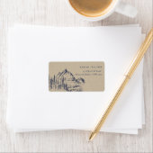 Kraft Navy Pine Bossen Mountain Sketch Adres Etiket (Insitu)