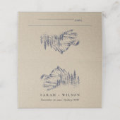 Kraft Navy Pine Bossen Mountain Sketch Wedding (Buitenkant ongevouwen)