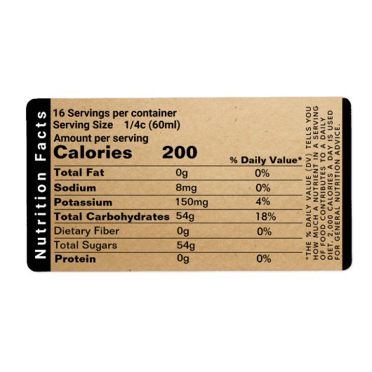 Kraft Nutrition Facts Shipping Label (Voorkant)