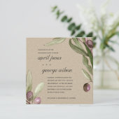 KRAFT OLIVE WATERCOLOR PURPLE INVITATION FIANÇAILL (Debout devant)