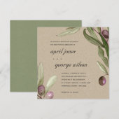 KRAFT OLIVE WATERVERF FOLIAGE WEDDING INVITE BEDANKKAART (Voorkant / Achterkant)