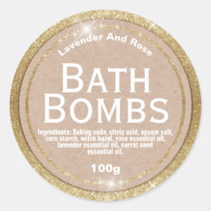 Kraft op Glam Gold Bath Bomb labels