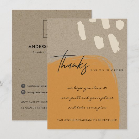 KRAFT ORANJE RUST ABSTRACT BEDRIJF LOGO BEDANKKAART (Voorkant / Achterkant)