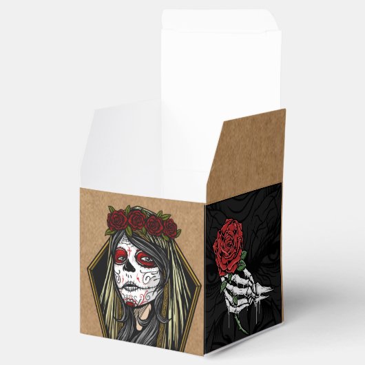 Kraft Painted Skull Face Rozen Gothic Wedding Bedankdoosjes (Geopend)
