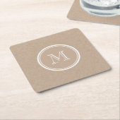 Kraft Paper Background Monogram Vierkante Kartonnen Onderzetter (Schuin)