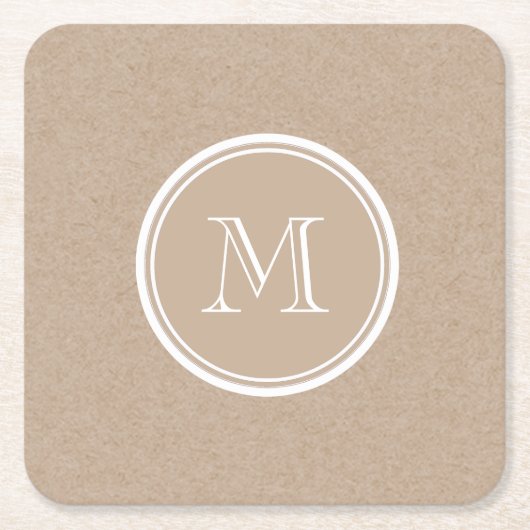 Kraft Paper Background Monogram Vierkante Kartonnen Onderzetter (Voorkant)