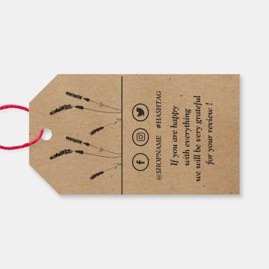 Kraft paper bedankt cadeaulabel (Achterkant Horizontaal)