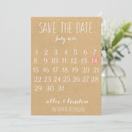Kraft Paper bewaart de datum-agenda Save The Date (Staand voorkant)