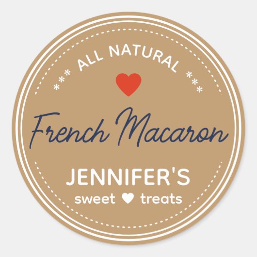 Kraft Paper Brown Jar Labels Handgeschreven hart (Voorkant)