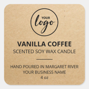 Kraft Paper Candle-Logo Vierkante Sticker