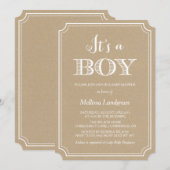 Kraft Paper C'est un Baby shower garçon Invitation (Devant / Derrière)
