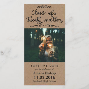 Kraft Paper Class of 2016 Typography Save the Date