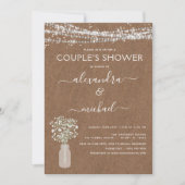 Kraft Paper Couple's Douche Rustieke boerderij Kaart (Voorkant)