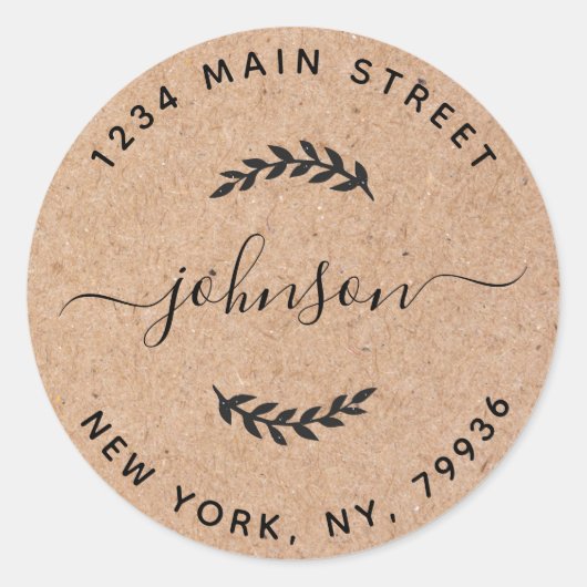 Kraft Paper Creëer Uw eigen ronde retouradres Ronde Sticker (Voorkant)