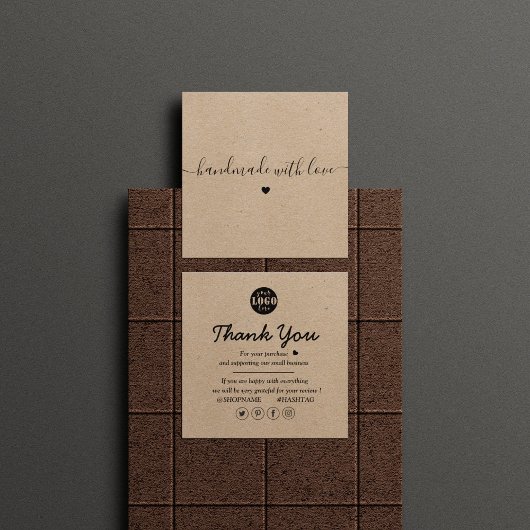 Kraft paper Custom logo Bedankt voor je werk Vierkante Visitekaartje