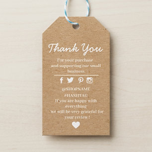 Kraft paper custom logo dank je cadeau labels cadeaulabel