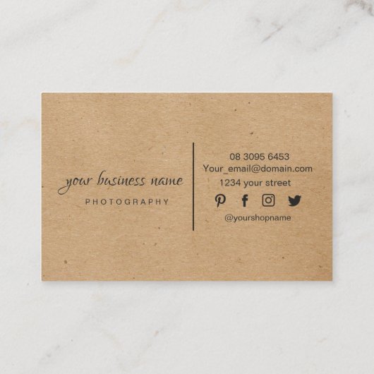 Kraft Paper Custom Logo Dank u Visitekaartje. Visitekaartje (Achterkant)