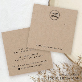 Kraft paper Custom logo earing display card Vierkante Visitekaartjes