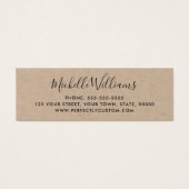 Kraft paper custom logo elegant script mini visitekaartjes (Voorkant)