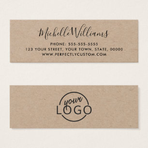 Kraft paper custom logo elegant script mini visitekaartjes