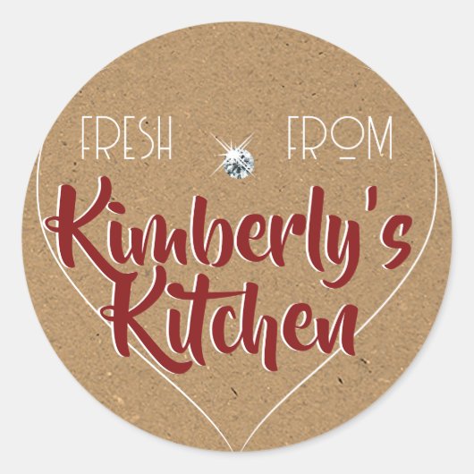 Kraft Paper Dark Red Rhinestone Cupcake Label (Voorkant)