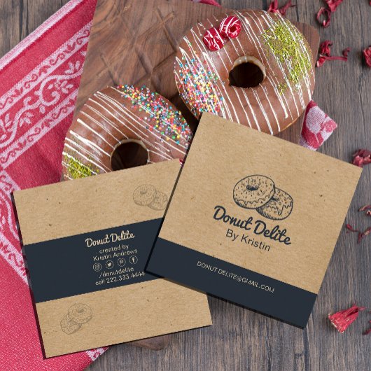 kraft Paper Donut Square Visitekaartje