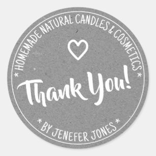 Kraft Paper Grey Border Lijst Hartelijk dank voor  Ronde Sticker