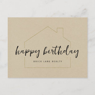 Kraft Paper Happy Birthday Realty Briefkaart