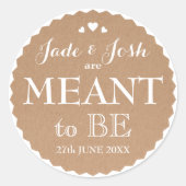 Kraft Paper Hearts Wedding Bedoeld Om Gunst Te Zij Ronde Sticker (Voorkant)