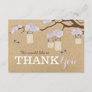 Kraft Paper Lavender Dahlia Flower Hartelijk dank Bedankkaart
