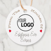 Kraft Paper Logo Signature Sjabloon Tiny Red Heart Bedankjes Labels (Voorkant)