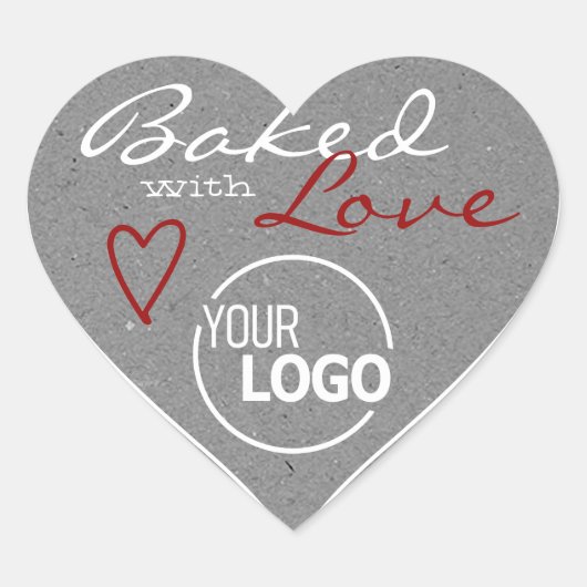 Kraft Paper Made w. Love Heart Logo Sjabloon Grey Hart Sticker (Voorkant)