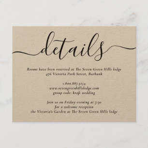 Kraft Paper Modern Script Wedding Informatiekaartje