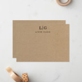 Kraft Paper Monogram Initiaal Notitiekaartje (Voorkant / Achterkant in situ)